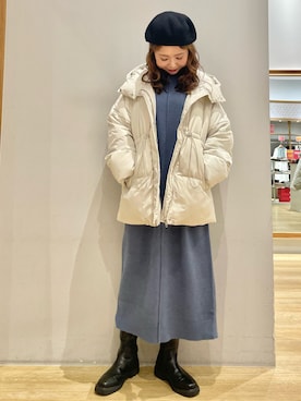 「earth music&ecology（アースミュージックアンドエコロジー）のアイテム（ハンチング/ベレー帽）」を使った、tomopuuさん（レディース・152cm）の冬コーディネート