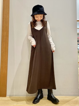 「earth music&ecology（アースミュージックアンドエコロジー）のアイテム（ブーツ）」を使った、tomopuuさん（レディース・152cm）の秋コーディネート