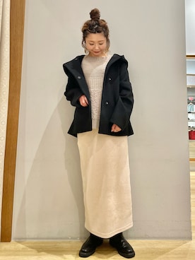 「earth music&ecology（アースミュージックアンドエコロジー）のアイテム（その他アウター）」を使った、tomopuuさん（レディース・152cm）の冬コーディネート