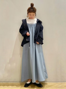 「earth music&ecology（アースミュージックアンドエコロジー）のアイテム（マウンテンパーカー）」を使った、tomopuuさん（レディース・152cm）の冬コーディネート