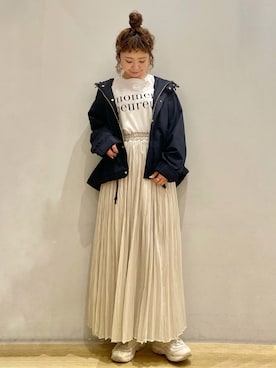 「earth music&ecology（アースミュージックアンドエコロジー）のアイテム（マウンテンパーカー）」を使った、tomopuuさん（レディース・152cm）の冬コーディネート