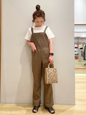 「earth music&ecology（アースミュージックアンドエコロジー）のアイテム（トートバッグ）」を使った、tomopuuさん（レディース・152cm）の夏コーディネート