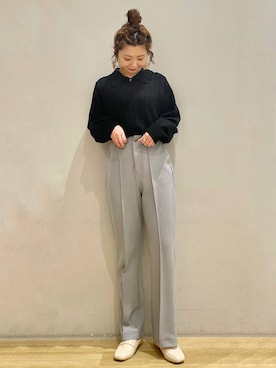 「襟付きトップス」｜「アイテム（スラックス）」を使った、tomopuuさん（レディース・152cm）の冬コーディネート