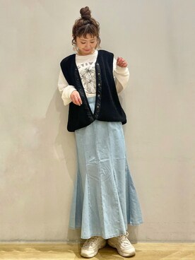 「earth music&ecology（アースミュージックアンドエコロジー）のアイテム（その他アウター）」を使った、tomopuuさん（レディース・152cm）の冬コーディネート