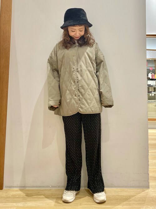 セール】ノーカラーキルティングコート ＊（ノーカラーコート