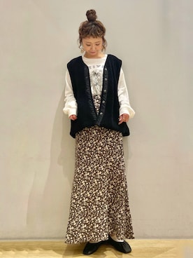 「earth music&ecology（アースミュージックアンドエコロジー）のアイテム（その他アウター）」を使った、tomopuuさん（レディース・152cm）の冬コーディネート