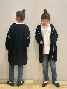 「earth music&ecology（アースミュージックアンドエコロジー）のアイテム（その他アウター）」を使った、tomopuuさん（レディース・152cm）の秋コーディネート