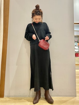 「earth music&ecology（アースミュージックアンドエコロジー）のアイテム（ブーツ）」を使った、tomopuuさん（レディース・152cm）の冬コーディネート