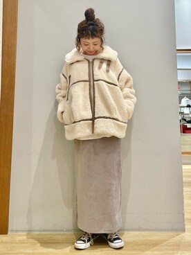 「earth music&ecology（アースミュージックアンドエコロジー）のアイテム（その他アウター）」を使った、tomopuuさん（レディース・152cm）の冬コーディネート