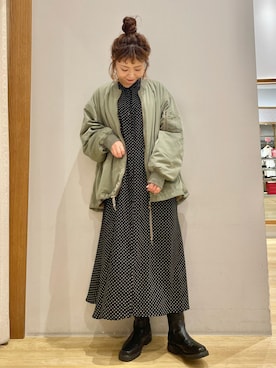 「ファー」｜「アイテム（MA-1）」を使った、tomopuuさん（レディース・152cm）の冬コーディネート