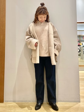 「アイテム（ノーカラーコート）」を使った、tomopuuさん（レディース・152cm）の秋コーディネート