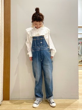 「白ブラウス」｜「アイテム（オールインワン・サロペット）」を使った、tomopuuさん（レディース・152cm）の夏コーディネート