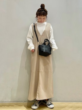 「earth music&ecology（アースミュージックアンドエコロジー）のアイテム」を使った、tomopuuさん（レディース・152cm）の冬コーディネート
