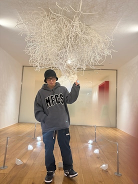 「WORKMANのアイテム（帽子、ブラック系）」を使った、h2t17kicksさん（メンズ・172cm）の冬コーディネート