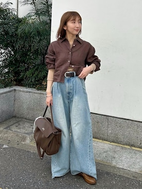 「JOURNAL STANDARD（ジャーナルスタンダード）の《追加3》クルーネックシアーロングTシャツ（Tシャツ/カットソー、ベージュ系）」を使った、AKAMINEさん（レディース・155cm）の春コーディネート