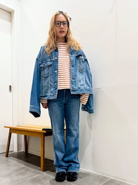 「Healthy denim（ヘルシーデニム）のアイテム（デニムパンツ）」を使った、sachiさん（レディース・153cm）の秋コーディネート