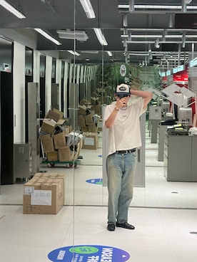 「paly hollywoodのアイテム（Tシャツ/カットソー、ホワイト系）」を使った、kky961008さん（メンズ・183cm）の夏コーディネート