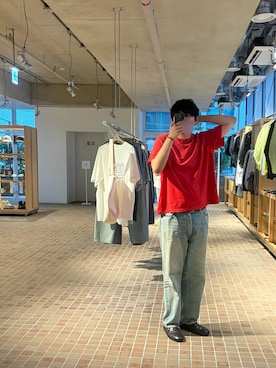 「A.PRESSE（アプレッセ）のアイテム（デニムパンツ、ブルー系）」を使った、kky961008さん（メンズ・183cm）の夏コーディネート