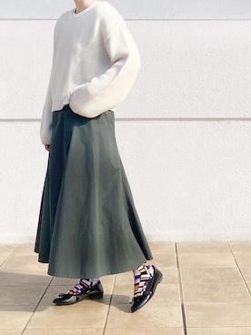 「UNIQLO U」｜「アイテム（ソックス/靴下）」を使った、sayakaさん（レディース・154cm）の秋コーディネート