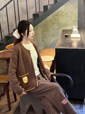 「CHANEL（シャネル）のアイテム（ピーコート、ブラウン系）」を使った、mitsui0907 さん（レディース・158cm）の春コーディネート