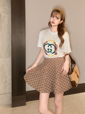 「GUCCI（グッチ）のアイテム（カチューシャ、ブラウン系）」を使った、mitsui0907 さん（レディース・158cm）の春コーディネート