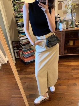 「CHANEL（シャネル）のアイテム（ボディバッグ/ウエストポーチ、ブラック系）」を使った、mitsui0907 さん（レディース・158cm）の春コーディネート