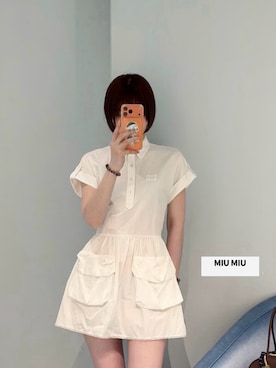 「miu miu（ミュウミュウ）のアイテム（ワンピース/ドレス、ホワイト系）」を使った、mitsui0907 さん（レディース・158cm）の春コーディネート