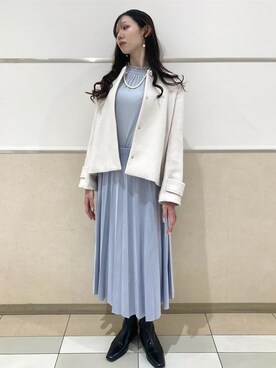 「index（インデックス）のノーカラーショートコート（ノーカラーコート、ベージュ系）」を使った、838さん（レディース・168cm）の秋コーディネート