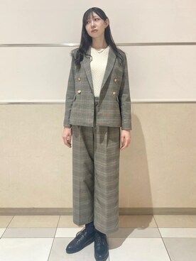 「index（インデックス）の《Oggi掲載》ダブルブレストテーラードジャケット/セットアップ対応可【洗える】（テーラードジャケット、ブラウン系）」を使った、838さん（レディース・168cm）の秋コーディネート