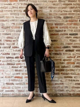 「THE SHOP TK （ザ ショップ ティーケー ）のローヒールベーシックパンプス（パンプス）」を使った、しばさん（レディース・168cm）の冬コーディネート