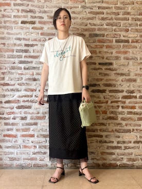「THE SHOP TK （ザ ショップ ティーケー ）の【ひんやり/吸水速乾】プリントアソートTシャツ（Tシャツ/カットソー、ホワイト系）」を使った、しばさん（レディース・168cm）の夏コーディネート