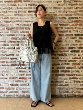 「THE SHOP TK （ザ ショップ ティーケー ）のアイテム（トートバッグ）」を使った、しばさん（レディース・168cm）の夏コーディネート