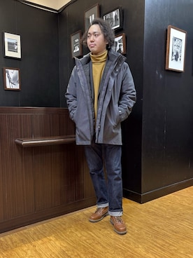 「TAKEO KIKUCHI（タケオキクチ）の【3WAY】ドビー ダウンライナー付ブルゾン（ブルゾン、グレー系）」を使った、KEIさん（メンズ・167cm）の冬コーディネート