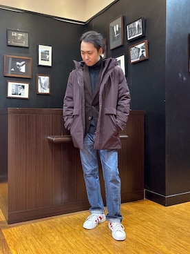 「TAKEO KIKUCHI（タケオキクチ）の【None Of Stress】ストレッチ ダウンブルゾン（ダウンジャケット/コート、ブラウン系）」を使った、KEIさん（メンズ・167cm）の秋コーディネート