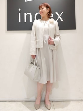 「アイテム（ブローチ/コサージュ、ベージュ系）」を使った、n.さん（レディース・162cm）の冬コーディネート