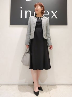 「アイテム（ノーカラージャケット、ブラック系）」を使った、n.さん（レディース・162cm）の冬コーディネート