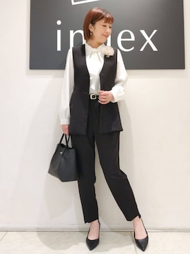 「アイテム（ブローチ/コサージュ、ベージュ系）」を使った、n.さん（レディース・162cm）の冬コーディネート