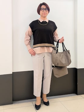 「Reflect（リフレクト）の【羽織◎】オフボディシルエットシャツ（シャツ/ブラウス、ピンク系）」を使った、じゅりさん（レディース・163cm）の秋コーディネート
