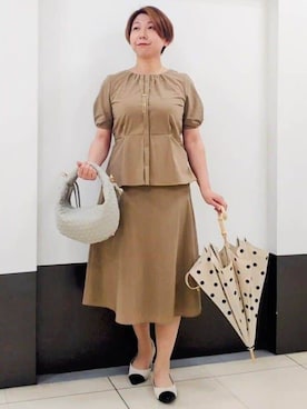 「アイテム（長傘）」を使った、じゅりさん（レディース・163cm）の夏コーディネート