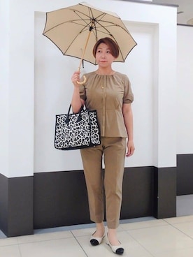 「アイテム（長傘）」を使った、じゅりさん（レディース・163cm）の春コーディネート