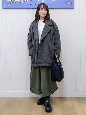 「アイテム（ピーコート、グレー系）」を使った、itoさん（レディース・159cm）の冬コーディネート