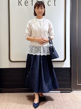 「アイテム（パンプス、ブルー系）」を使った、nekoさん（レディース・159cm）の夏コーディネート