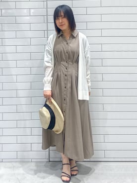 「INDIVI（インディヴィ）の◆ストレッチ混パイピングパンツ（スラックス、ブラック系）」を使った、oiさん（レディース・155cm）の春コーディネート