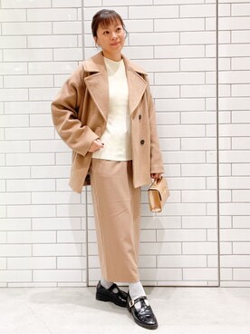 「アイテム（ピーコート、ベージュ系）」を使った、oiさん（レディース・155cm）の秋コーディネート