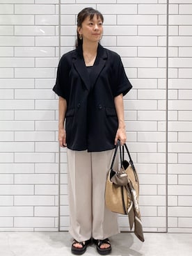 「OPAQUE.CLIP（オペークドットクリップ）のクロスベルトデザインサンダル（サンダル）」を使った、oiさん（レディース・155cm）の春コーディネート