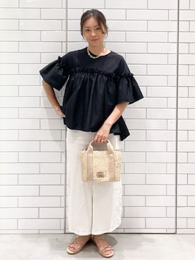 「アイテム（デニムスカート、ホワイト系）」を使った、oiさん（レディース・155cm）の夏コーディネート