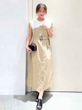 「アイテム（ポーチ、ブラウン系）」を使った、Unaさん（レディース・160cm）の夏コーディネート