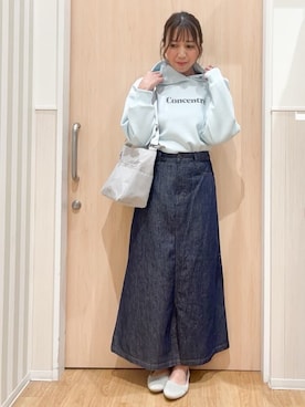 「INDIVI（インディヴィ）の◆ツイードプリントワンピース（チュニック、パープル系）」を使った、natsumiさん（レディース・160cm）の冬コーディネート