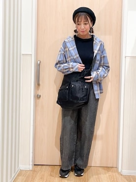 「SHOO・LA・RUE（シューラルー）の【洗濯機可】涼しげで軽やかな チェックシャツパーカ（シャツ/ブラウス、ブルー系）」を使った、natsumiさん（レディース・160cm）の春コーディネート