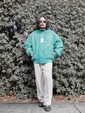 「アイテム（MA-1）」を使った、funkvintageさん（メンズ・164cm）の春コーディネート